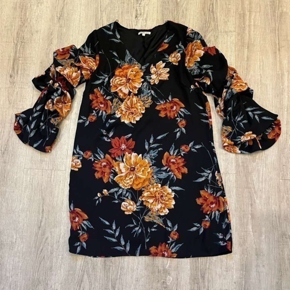 Charlotte Russe Dress Small Colorful Black and Orange Floral